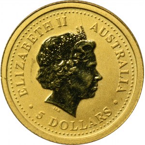 Austrálie, Alžběta II, 5 dolarů 2005 - australský nuget, dva klokani