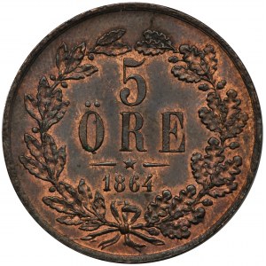 Szwecja, Karol XV, 5 Öre Sztokholm 1864