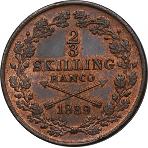 Szwecja, Karol XIV Jan, 2/3 Skilling banco Sztokholm 1839