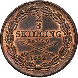 Sweden, Oscar I, 2/3 Skilling banco Stockholm 1852