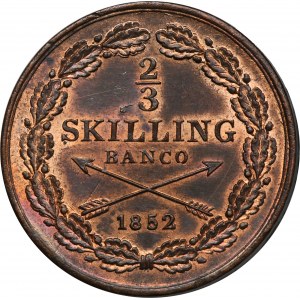 Švédsko, Oscar I, 2/3 Skilling banco Stockholm 1852