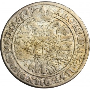 Silesia, Habsburg rule, Leopold I, 15 Kreuzer Breslau 1664 SHS