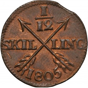 Švédsko, Gustav IV Adolf, 1/12 Skilling Avesta 1805