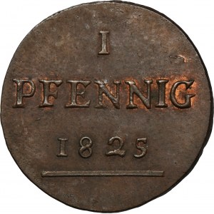 Germany, Schwarzburg-Rudolstadt, Friedrich Günther, 1 Pfennig Saalfeld 1825