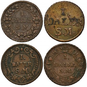 Súprava, Švédsko, Karol XII, 1 Daler Stockholm 1716 a 1718 (4 kusy).
