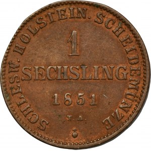 Niemcy, Schleswig-Holstein, 1 Sechsling Altona 1851 HL TA
