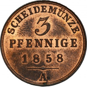Nemecko, Schaumburg-Lippe, George I Wilhelm, 3 Fenigi Berlin 1858 A