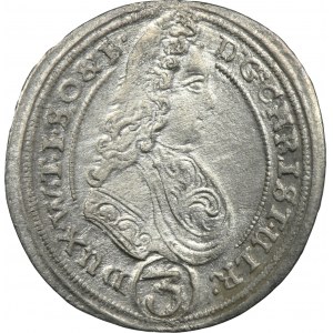Silesia, Duchy of Oels, Christian Ulrik, 3 Kreuzer Oels 1701 CLV - RARE