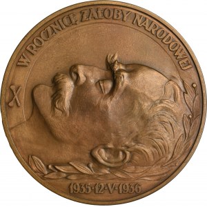 Medaila k výročiu úmrtia Józefa Piłsudského 1936 - Ostrowski, podpísaná