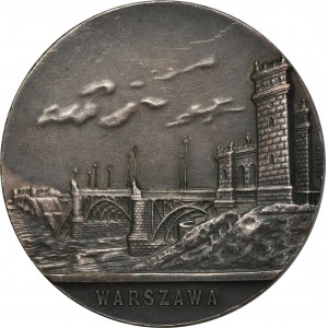 Medal z okazji zniszczenia mostu Poniatowskiego 1915 - RZADKI, Knedler, sygnowany