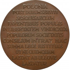 Medal na pamiątkę przyjęcia Polski do Rady Ligi Narodów 1926 - RZADKI, Aumiller, sygnowany