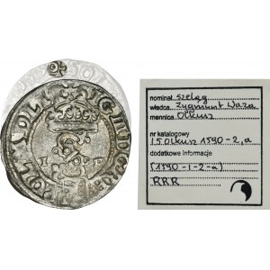 Zygmunt III Vasa, Szeląg Olkusz 1590 IF - EXTREMELY RARE, UNLISTED, ex. Marzęta