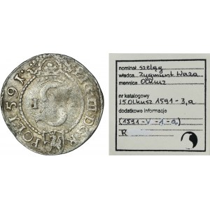 Sigismund III Vasa, Schilling Olkusz 1591 IF - RARE, ex. Marzęta