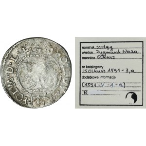 Sigismund III Vasa, Schilling Olkusz 1591 IF - RARE, ex. Marzęta