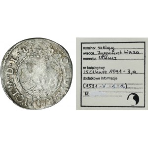 Žigmund III Vaza, olkuský šiling 1591 IF - RZADSZY, ex. Marzęta