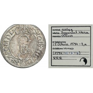 Sigismund III Vasa, Schilling Olkusz 1594 - VERY RARE, Axe, ex. Marzęta