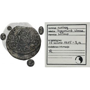 Sigismund III Vasa, Schilling Vilnius 1615 - RARE, date 51, inverted letter E in REX, ex. Marzęta