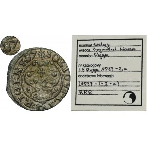 Sigismund III Vasa, Schilling Riga 1597 - EXTREMELY RARE, wrong date 87, ex. Marzęta