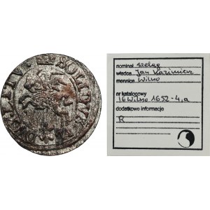 John II Casimir, Schilling Vilnius 1652 - RARE, POLL, ex. Marzęta