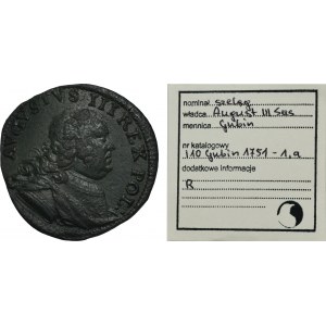 Augustus III of Poland, Schilling Guben 1751 S - RARE, ex. Marzęta