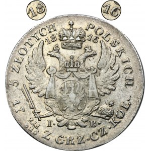 Królestwo Polskie, 5 złotych Warszawa 1816 IB - RZADKIE