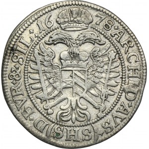 Śląsk, Panowanie habsburskie, Leopold I, 6 Krajcarów Wrocław 1678 SHS