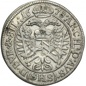 Silesia, Habsburg rule, Leopold I, 6 Kreuzer Breslau 1678 SHS