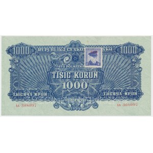 Czechoslovakia, 1.000 Korun 1944 - SPECIMEN - with adhesive stamp -