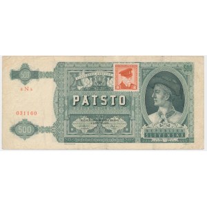 Czechoslovakia, 500 Korun (1941) - with adhesive stamp -