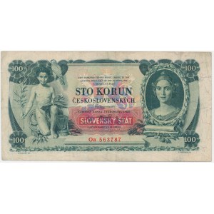 Słowacja, 100 koron 1931 - z nadrukiem - RZADKOŚĆ