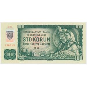 Slovakia, 100 Korun 1961 - with adhesive stamp -