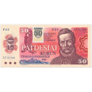 Slowakei, 50 Kronen 1987 - mit Briefmarke -