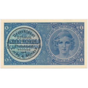 Bohemia and Moravia, 1 Koruna (1939) - with overprint -