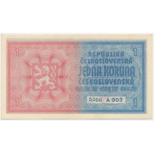 Čechy a Morava, 1 koruna (1939) - s pečiatkou -.