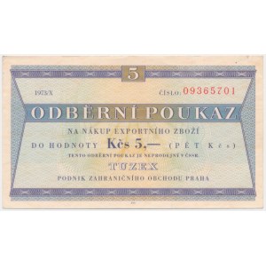 Czechoslovakia, Tuzex, 5 Korun 1973