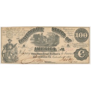 USA, Konfederované státy americké, Richmond, $100 1861