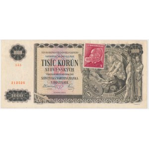 Czechoslovakia, 1.000 Korun 1940 - with adhesive stamp -