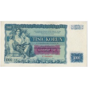 Słowacja, 1.000 koron 1934 - z nadrukiem - WZÓR - DUŻA RZADKOŚĆ