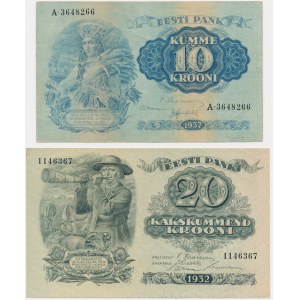Estonsko, sada 10-20 korun 1932-37 (2 ks).