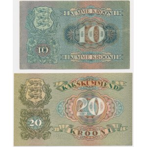 Estonia, zestaw 10-20 koron 1932-37 (2 szt.)