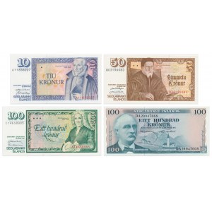 Islandia, zestaw 10-100 koron 1961 (4 szt.)