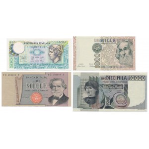 Italy, lot 500-10.000 Lir 1974-82 (4 pcs.)