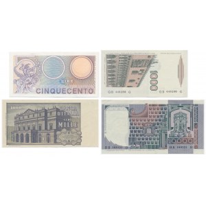 Italien, Satz von 500-10.000 Lire 1974-82 (4 Stück).
