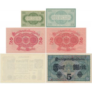 Deutschland, Satz von 10 Fenig - 2 Millionen Mark 1914-23 (6 Stück).