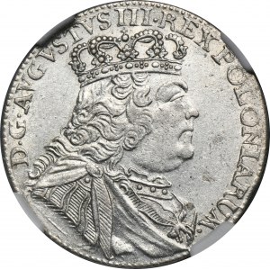 Augustus III of Poland, 1/4 Thaler Leipzig 1754 EC - NGC AU58