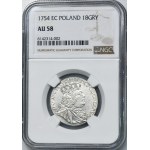 Augustus III of Poland, 1/4 Thaler Leipzig 1754 EC - NGC AU58