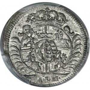 August II Silný, 3 haléře Drážďany 1703 ILH - PCGS UNC DETAILY