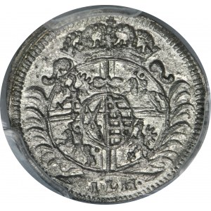 August II Silný, 3 haliere Drážďany 1703 ILH - PCGS UNC DETAILY