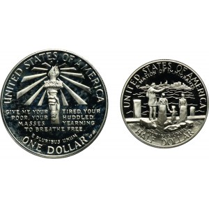 USA, 1986, sada zrcadlových mincí (2 kusy).