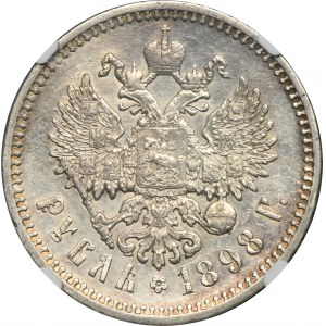 Rosja, Mikołaj II, Rubel Petersburg 1898 А•Г - NGC AU DETAILS